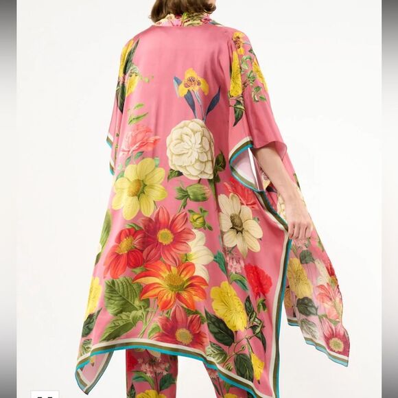 Aratta Silent Journey My Valentine Kimono Dusty Rose Floral ONE SIZE - Picture 4 of 6